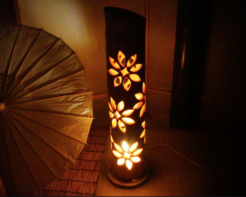 竹灯り・竹あかり・竹灯籠・竹灯篭・竹ランプ   全面彫り～ 癒しの灯り★真和★～ 竹灯り・竹あかり・竹灯籠・竹灯篭・竹ランプ ◇全面彫◇～～ 癒しの