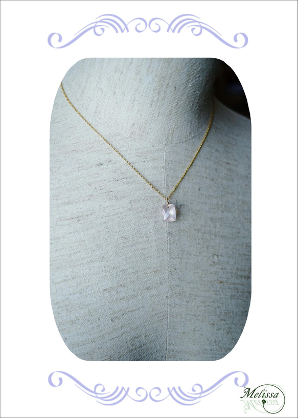 大粒宝石質ローズクォーツのネックレス 5枚目の画像