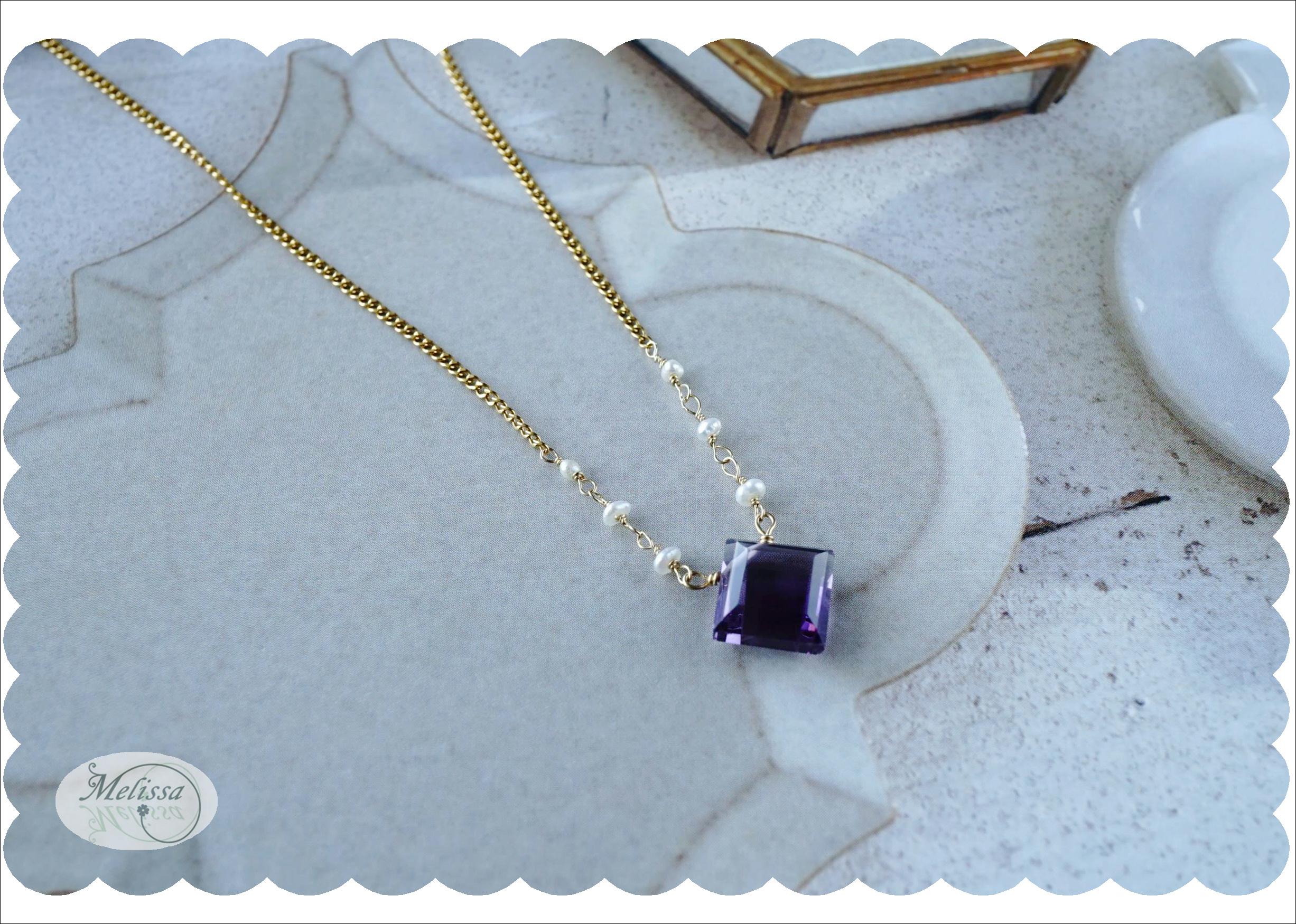 アメシストと淡水パールの50cmネックレスネックレス・ペンダント
