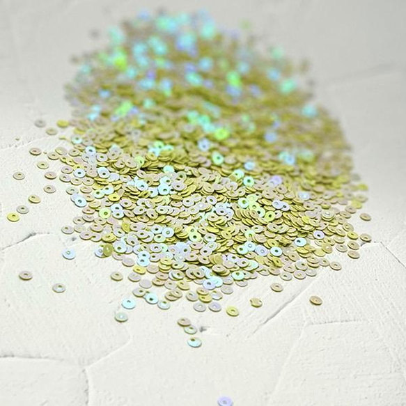 Spangle「スプリンググリーンAB」平丸3ｍｍ 5g　SP112-SG3 ビーズ刺繍スパンコール　 8枚目の画像