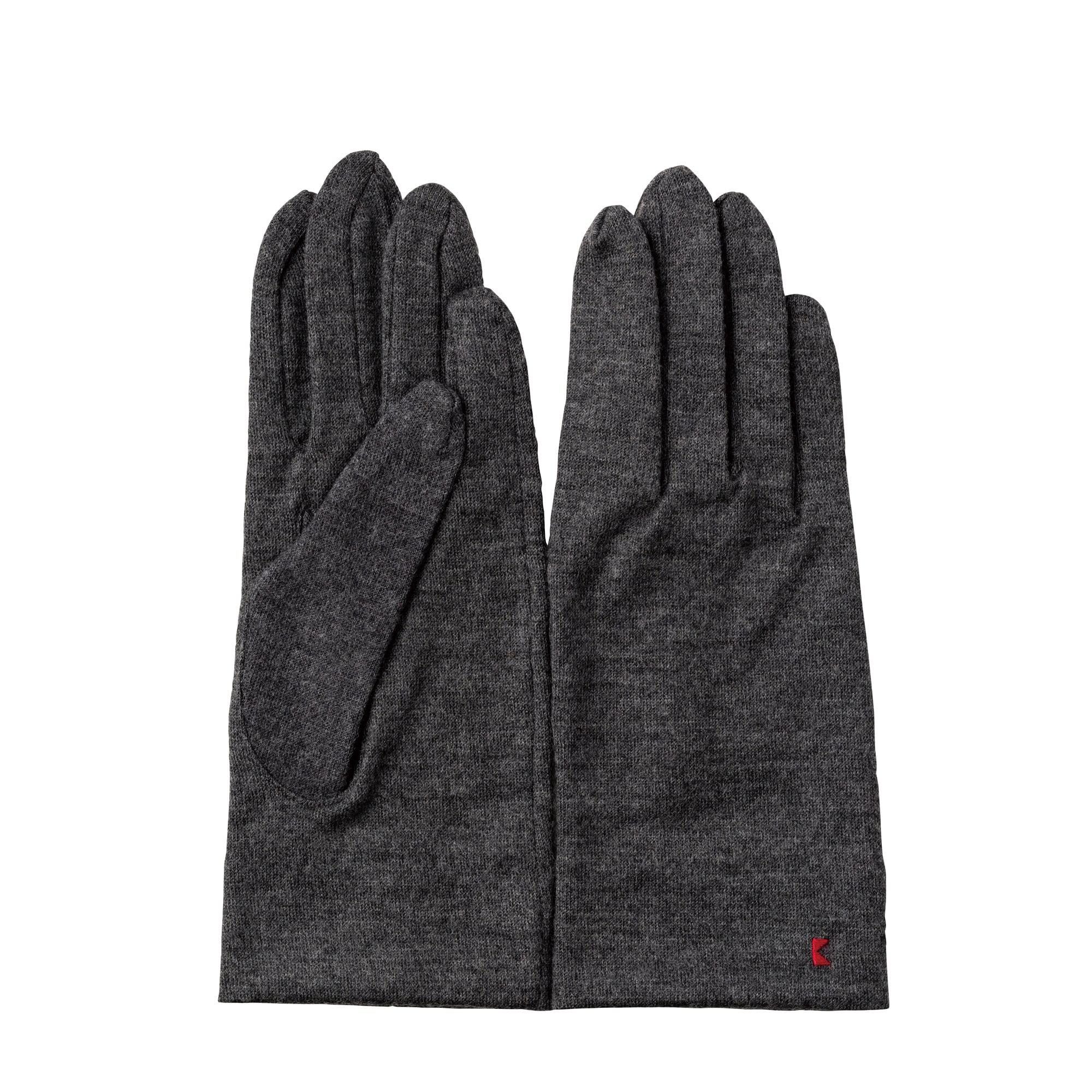 メンズ グレー スマホタッチ手袋 ウール100%プレゼント 1124 杢ブラック シンプルデザイン／男性