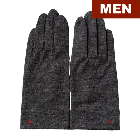 メンズ 男性 手袋 プレゼント 1124 杢ブラック／スマホタッチポイント付／ウール100%／シンプルデザイン 2枚目の画像
