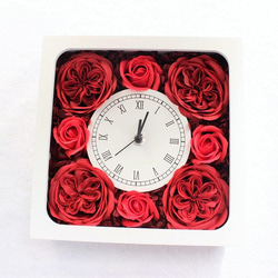 優しくふんわり香るお花たっぷりフラワー時計・赤 5枚目の画像