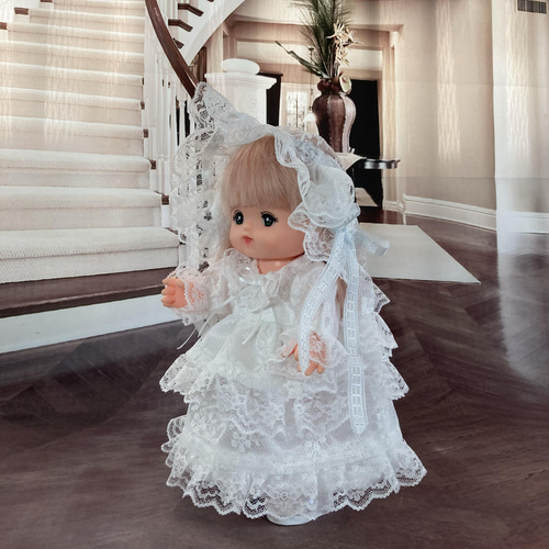 ハンドメイド メルちゃん ウェディングドレス メルちゃんウエディングドレス靴込み3点セット おもちゃ・人形 うさ