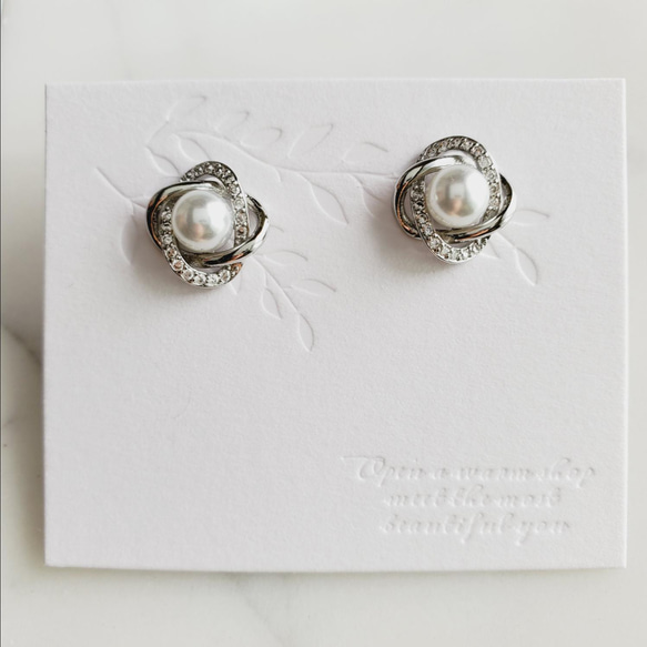 ❅silver925 珍珠 CZ 鑽石耳環正式婚禮 第1張的照片