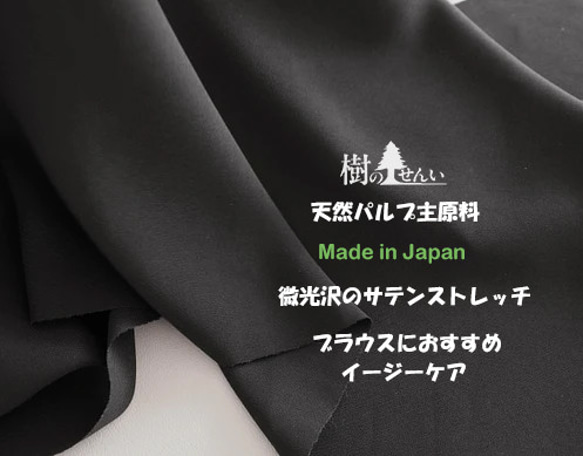 NO.4 薄地ストレッチ綾織りのトリアセテートサテンジョーゼット BLACK 1枚目の画像