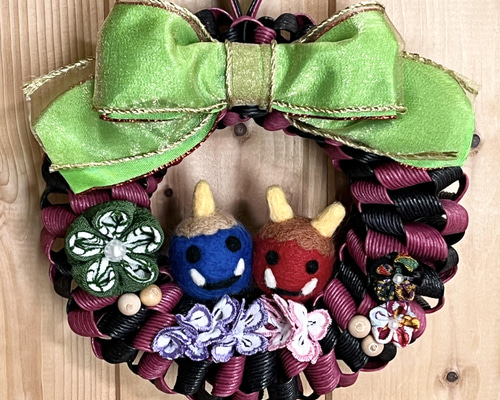 節分・鬼リース （リース直径16cm） その他インテリア雑貨 papietoffe