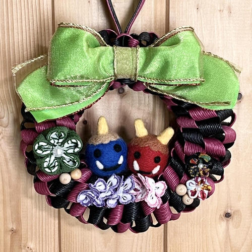 節分・鬼リース （リース直径16cm） その他インテリア雑貨 papietoffe