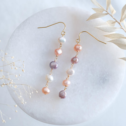 multi pink pearl earring：淡水バロックパール　ロングイヤリング・ピアス 1枚目の画像