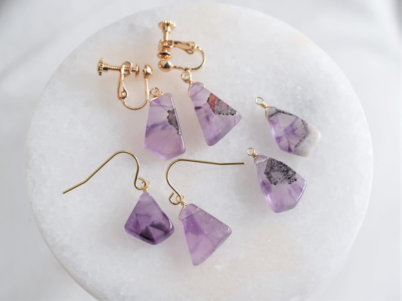 Trapiche Amethyst earring：トラピッチェアメジスト　2月誕生石　ピアス・イヤリング 7枚目の画像