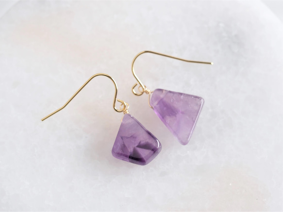 Trapiche Amethyst earring：トラピッチェアメジスト　2月誕生石　ピアス・イヤリング 9枚目の画像