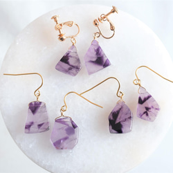 Trapiche Amethyst earring：トラピッチェアメジスト　2月誕生石　ピアス・イヤリング 1枚目の画像