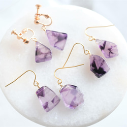 Trapiche Amethyst earring：トラピッチェアメジスト　2月誕生石　ピアス・イヤリング 3枚目の画像