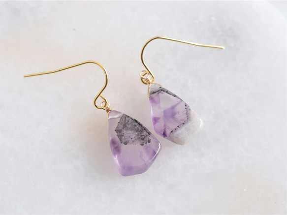 Trapiche Amethyst earring：トラピッチェアメジスト　2月誕生石　ピアス・イヤリング 10枚目の画像