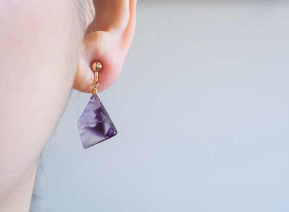 Trapiche Amethyst earring：トラピッチェアメジスト　2月誕生石　ピアス・イヤリング 5枚目の画像