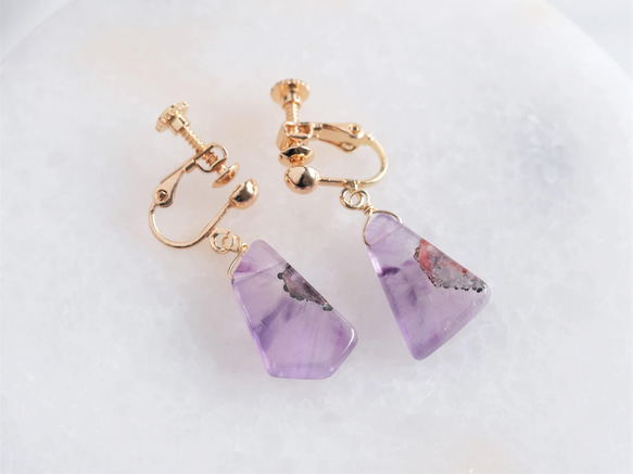 Trapiche Amethyst earring：トラピッチェアメジスト　2月誕生石　ピアス・イヤリング 8枚目の画像