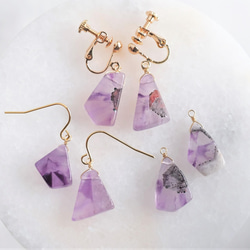 Trapiche Amethyst earring：トラピッチェアメジスト　2月誕生石　ピアス・イヤリング 6枚目の画像