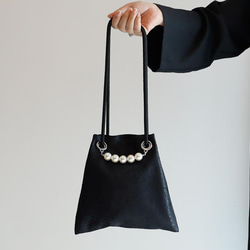 FUJIYAMA Pochette Satin Jacquard Black + Pearl 2WAY Minimal Poch 第1張的照片