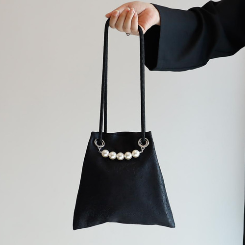 FUJIYAMA ポシェット サテンジャガード ブラック+パール 2WAY ミニマル