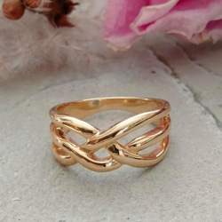 編み込み デザイン ゴールドリングk18GP RS-137 指輪・リング