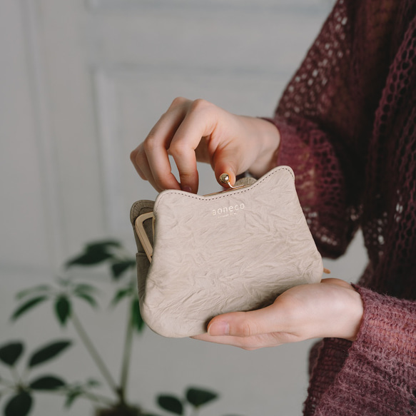 保護ネコ支援【aoneco】がま口ミニウォレット グレージュ