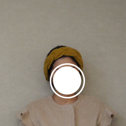 Mitsuknit Hair Turban ☆ 羅紋針織含羞草黃色 第3張的照片