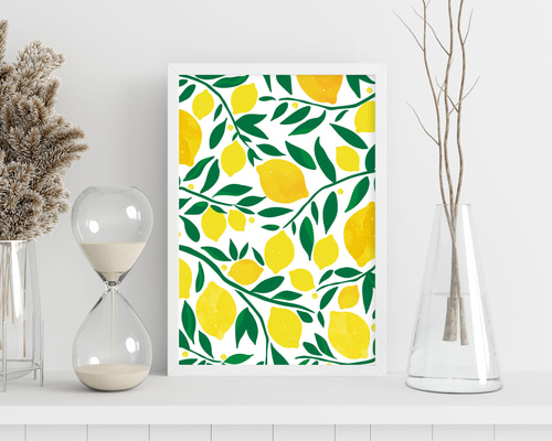 リラックスできるレモンのA4サイズアートポスター☆玄関やリビング寝室