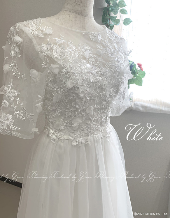 ウェディングドレス 袖付き 二次会 白・ベージュ 結婚式 花嫁ドレス 前撮り 海外挙式 1.5次会 0612 14枚目の画像