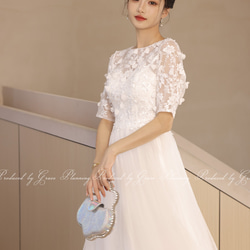 ウェディングドレス 袖付き 二次会 白・ベージュ 結婚式 花嫁ドレス 前撮り 海外挙式 1.5次会 0612 6枚目の画像