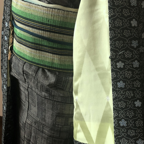 やさしいイエロー 結城紬 正絹 袷 放さ 