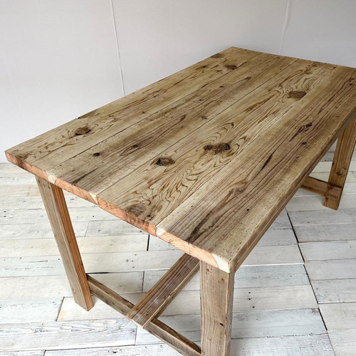 ナチュラル ウッド テーブル 200cm ブラウン リサイクル木 輸入  