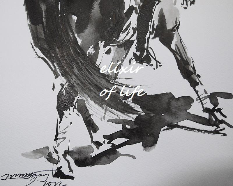 水墨画　　人馬一体 水墨画人馬一体