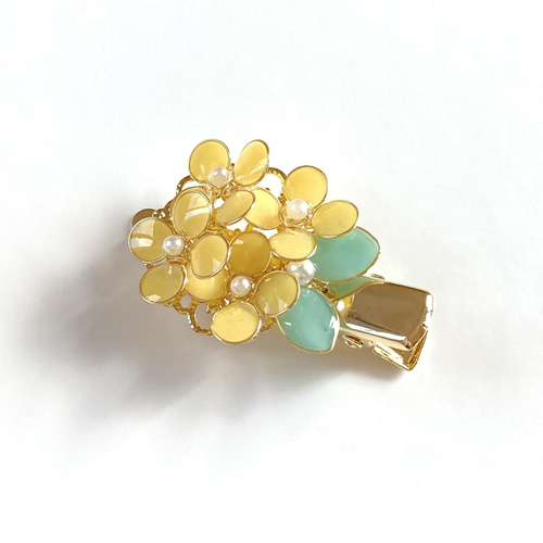 菜の花のミニヘアクリップ 【春色新作2022】イエロー 黄色 ヘア