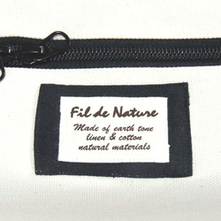 Fil de Nature シックでお洒落なティッシュボックスカバー　カラビナ付/生成帆布×黒 2枚目の画像