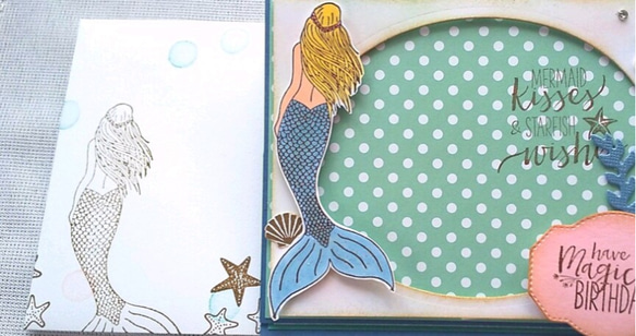 写真も飾れる人魚姫のフォトフレームカード 3枚目の画像