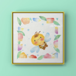 複製画】「花びらとミツバチ」 パステルアート 蜂 ハチ かわいい