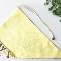 お箸袋　カトラリーケース　ブロックプリント　黄色1×レモンイエロー　木製ビーズ 2枚目の画像