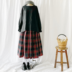 ボリュームギャザースカート／タータンチェック 2枚目の画像