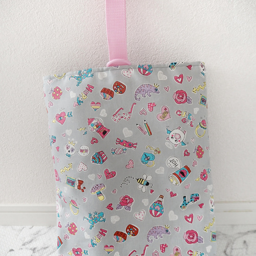 ポップなハートのレッスンバッグ、上履き入れ、体操着入れ3点セット