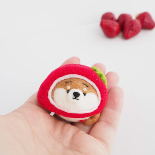 にっこり幸せ顔の柴犬 切り離す 羊毛フェルト