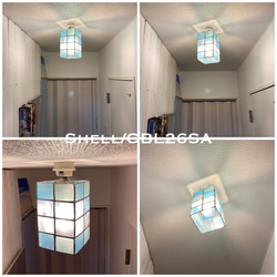 天井照明 Shell/CBLSA シーリングライト カピス貝 ランプシェード E26ソケット サテンクローム LED照明 4枚目の画像