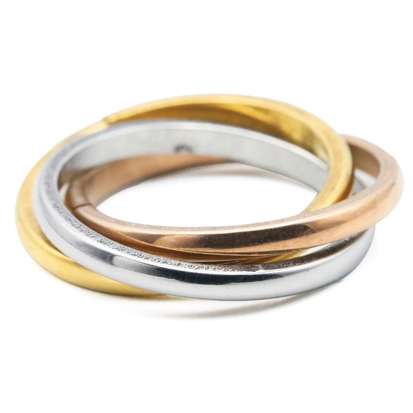 [Qroza] 2mm幅 ３連トリニティ 細め 指輪 リング レディース ピンクゴールド シルバー サージカルステンレス 1枚目の画像