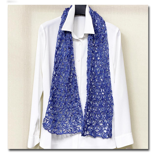 春まで使えるキラキラストール・マフラー ブルー ストール