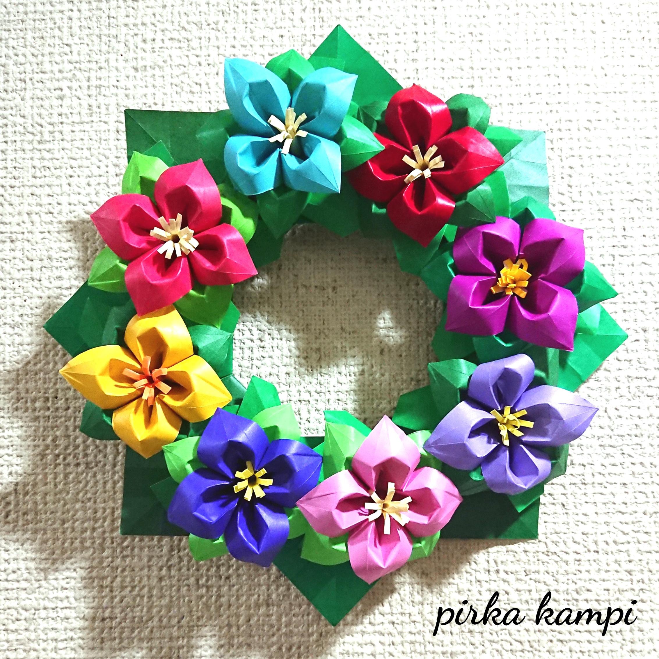 折り紙】立体お花のリース その他素材 pirka kampi 通販｜Creema 