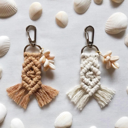 シェル付きマクラメキーホルダー キーリング Lupinus 通販 13265435