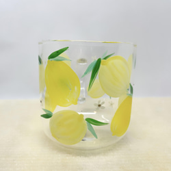 グラス　耐熱　マグカップ　レモン　手描き　絵付け　名入れ　コップ　ハンドペイント 3枚目の画像