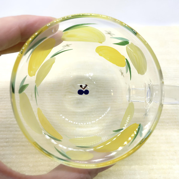 グラス　耐熱　マグカップ　レモン　手描き　絵付け　名入れ　コップ　ハンドペイント 5枚目の画像
