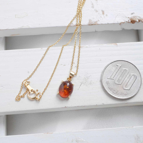 14KGF】ブラウン・バルティックアンバー（琥珀）のネックレス