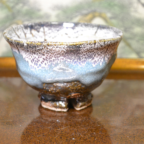 萩福壽作 古萩茶碗 割高台 姫萩茶碗 流れ釉 抹茶碗 仕覆 箱付 萩福壽作 古萩茶碗 割高台 姫萩茶碗 流れ釉 抹茶碗 仕