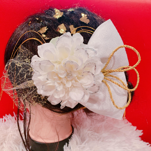 和装髪飾り　リボン☆195 ヘアパーツ☆リボン☆和玉☆結婚式☆白無垢☆髪飾り☆卒業式
